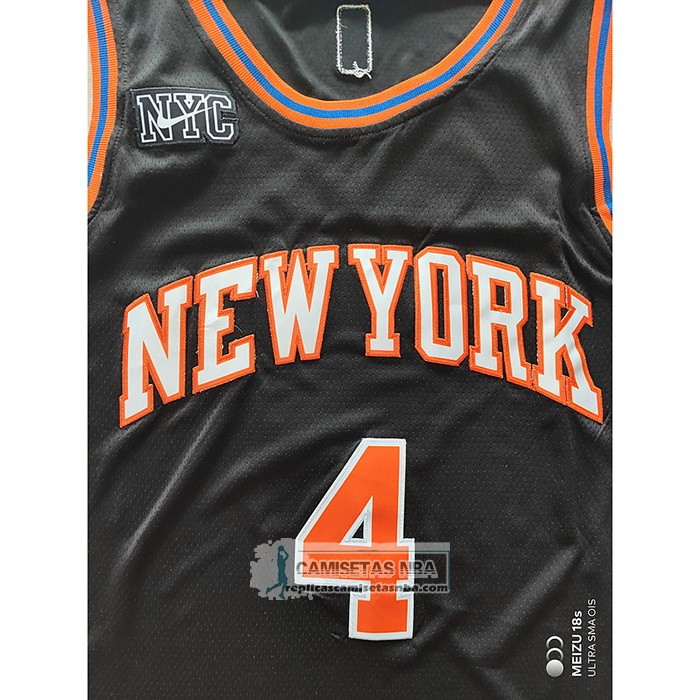 Camiseta New York Knicks Derrick Rose NO 4 Ciudad 2021-22 Negro